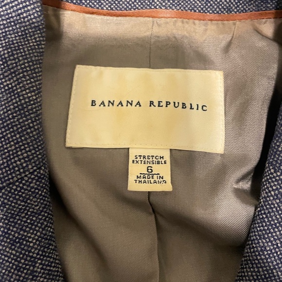 Banana Republic blue tweed fall blazer with brown buttons - Picture 5 of 7